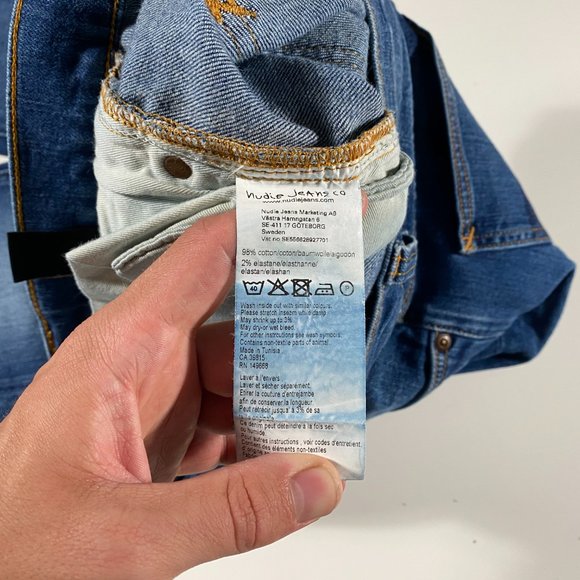 Nudie Jeans Grim Tim Dark Crispy Worn Slim jeans mens size 28x32 - Picture 6 of 9